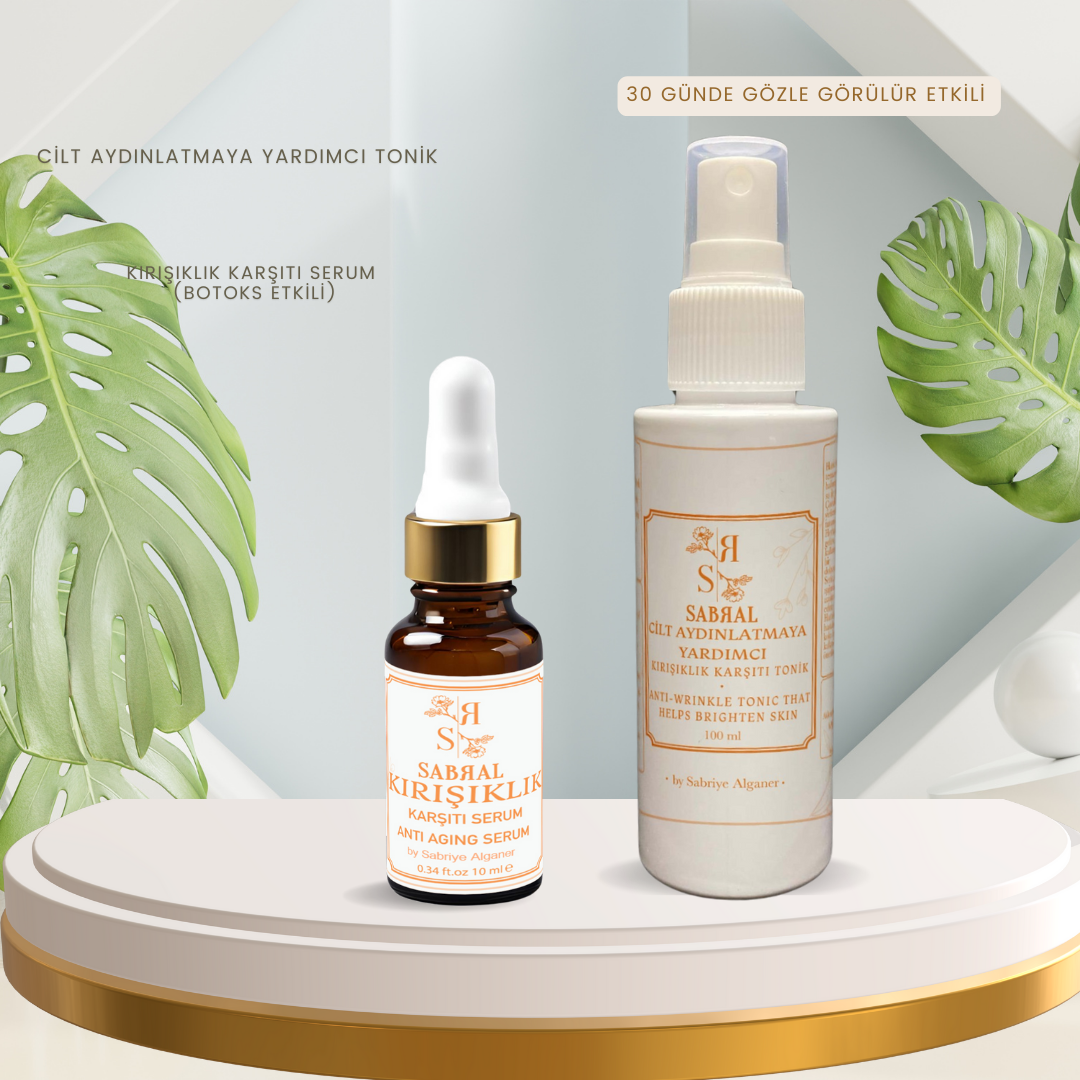 SABRAL Kırışıklık karşıtı serum (botoks etkili) ve cilt aydınlatmaya yardımcı kırışıklık karşıtı tonik
